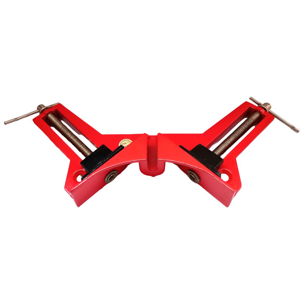 Prensa esquinera clavadora pequeña color rojo para marquetería (ángulo 90°)