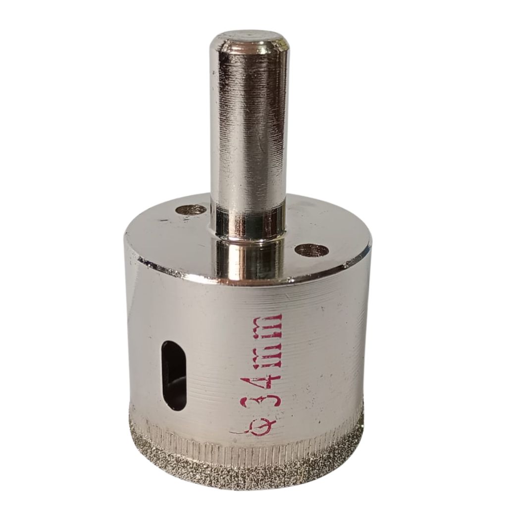 Broca tubular coreana con filo de diamante Ø34 mmmante para perforar vidrio en Ø34 mm (2) Broca tubular coreana con filo de diamante Ø34 mm