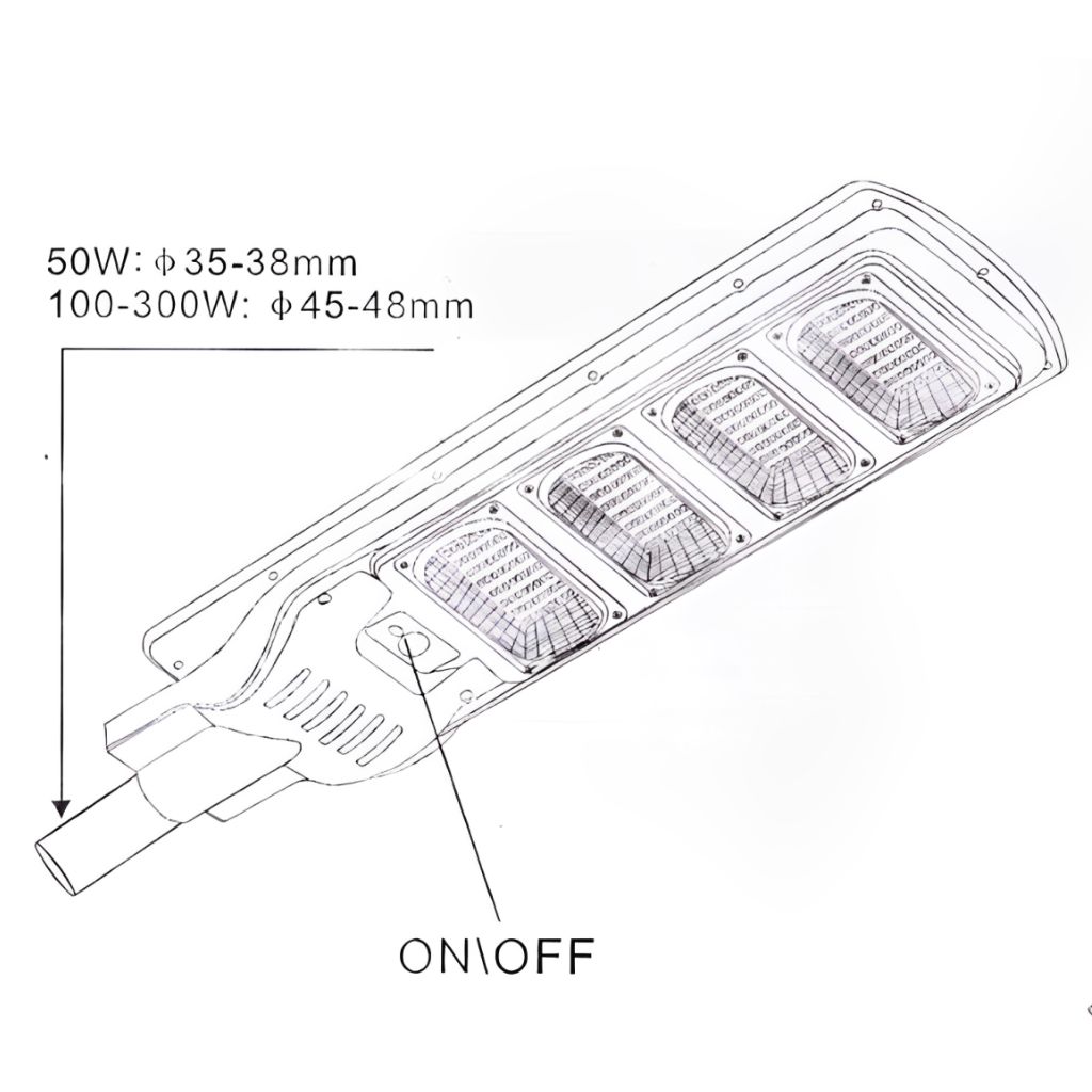Lámpara solar led street light para exteriores 300w con sensor SStem IP65 (6)