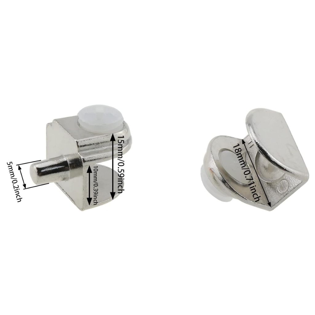 Soportes ajustables entrepaños de aleación de zinc para estantes de vidrio (5-9 mm) por 4 uds - Image 2
