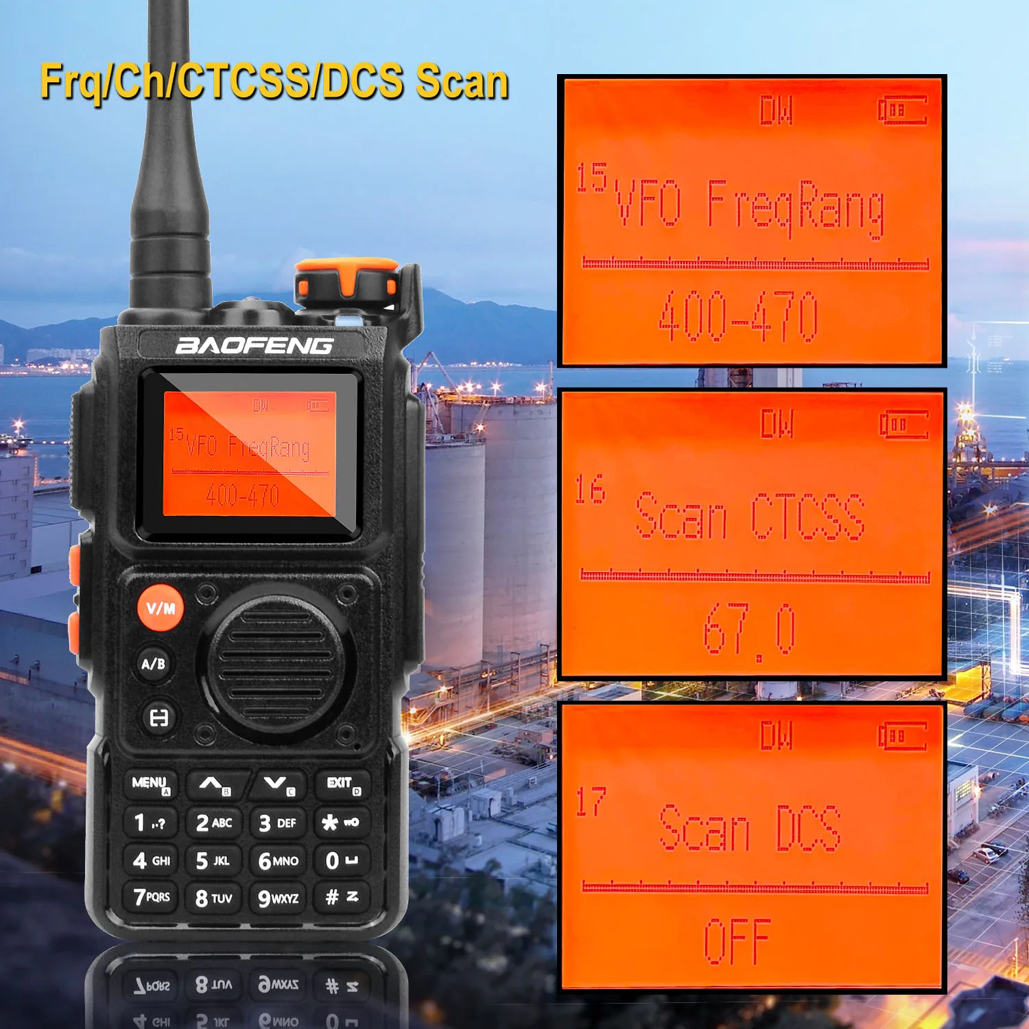 Baofeng K6 Radio Tri-Banda UHF VHF 5W 999 Canales FM AM Wireless Freq Copy USB-C (14)