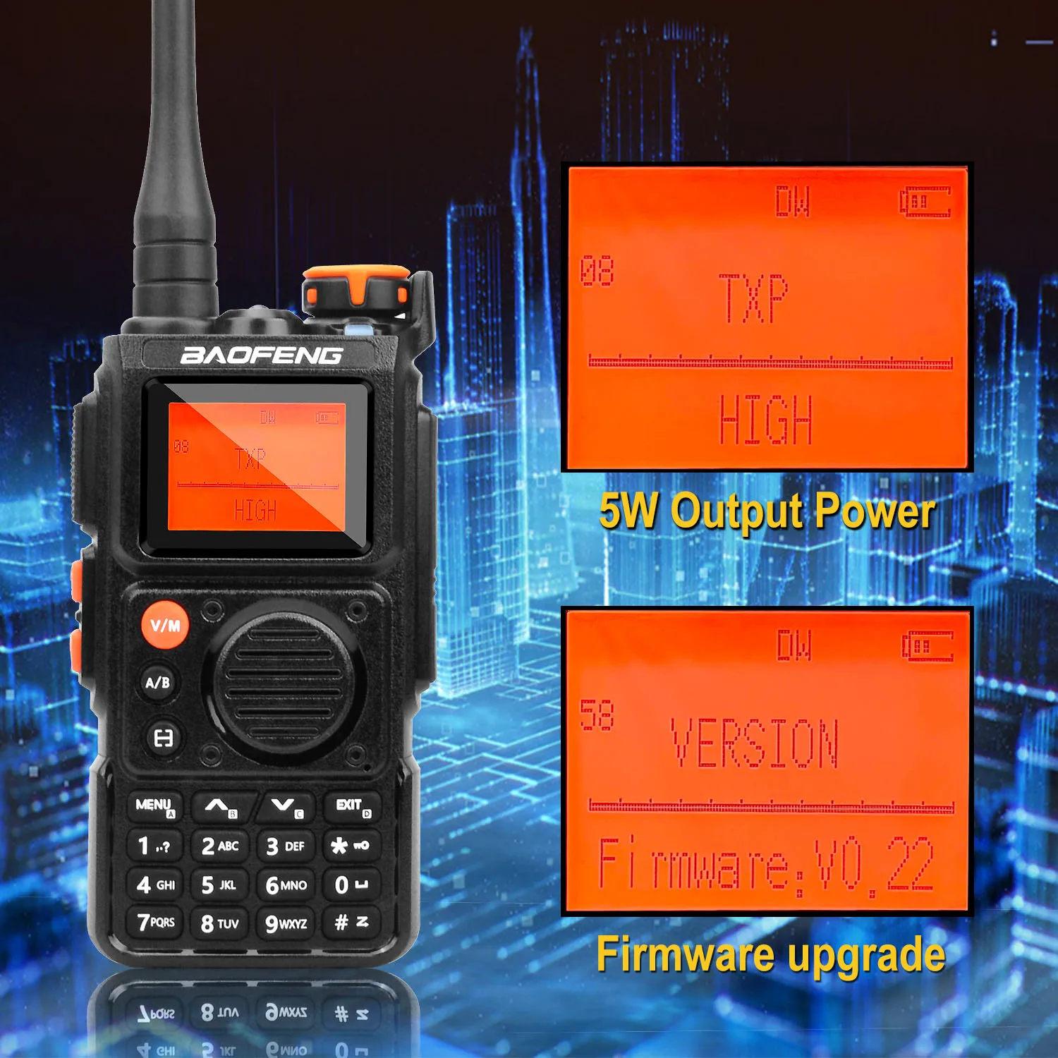 Baofeng K6 Radio Tri-Banda UHF VHF 5W 999 Canales FM AM Wireless Freq Copy USB-C (18)