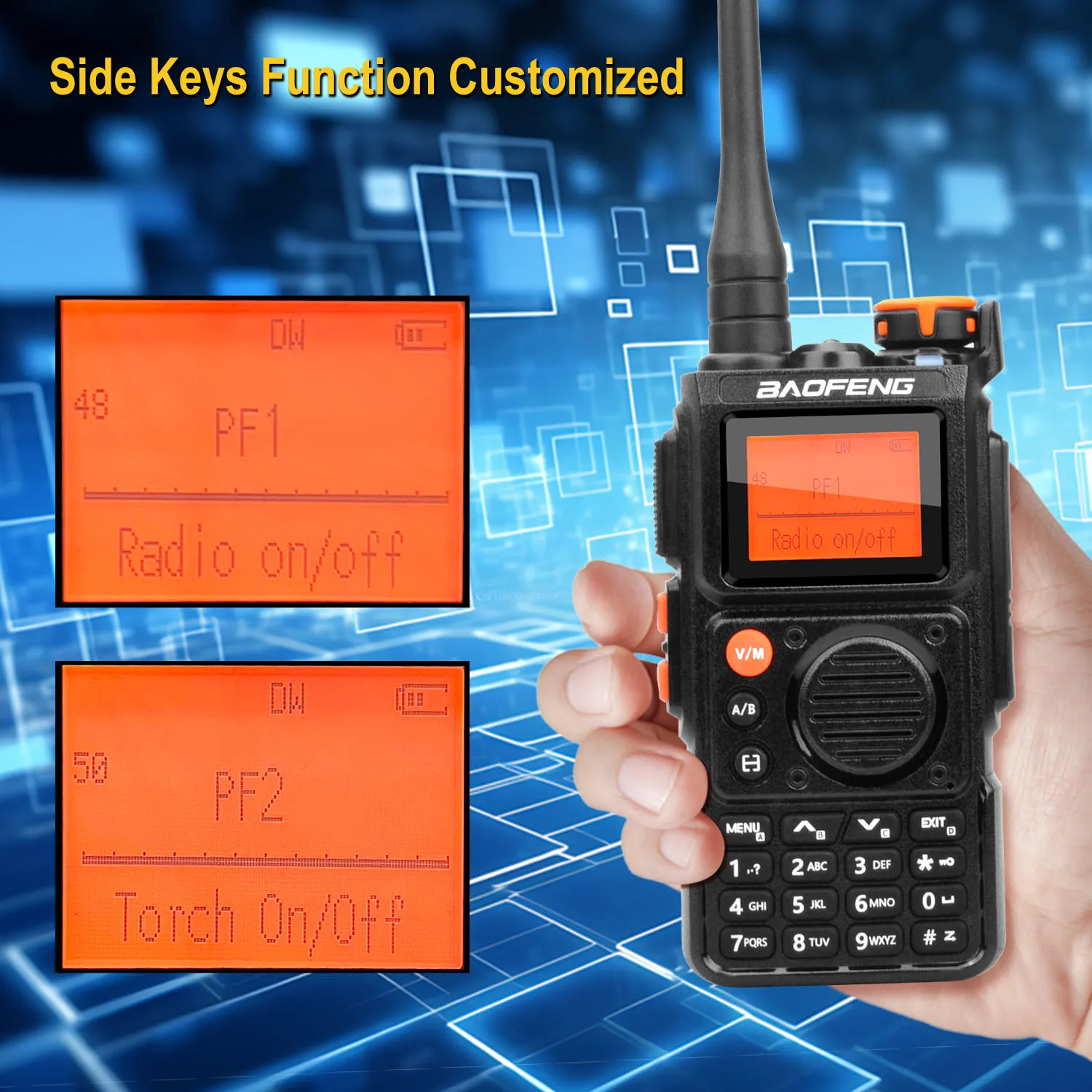 Baofeng K6 Radio Tri-Banda UHF VHF 5W 999 Canales FM AM Wireless Freq Copy USB-C (8)