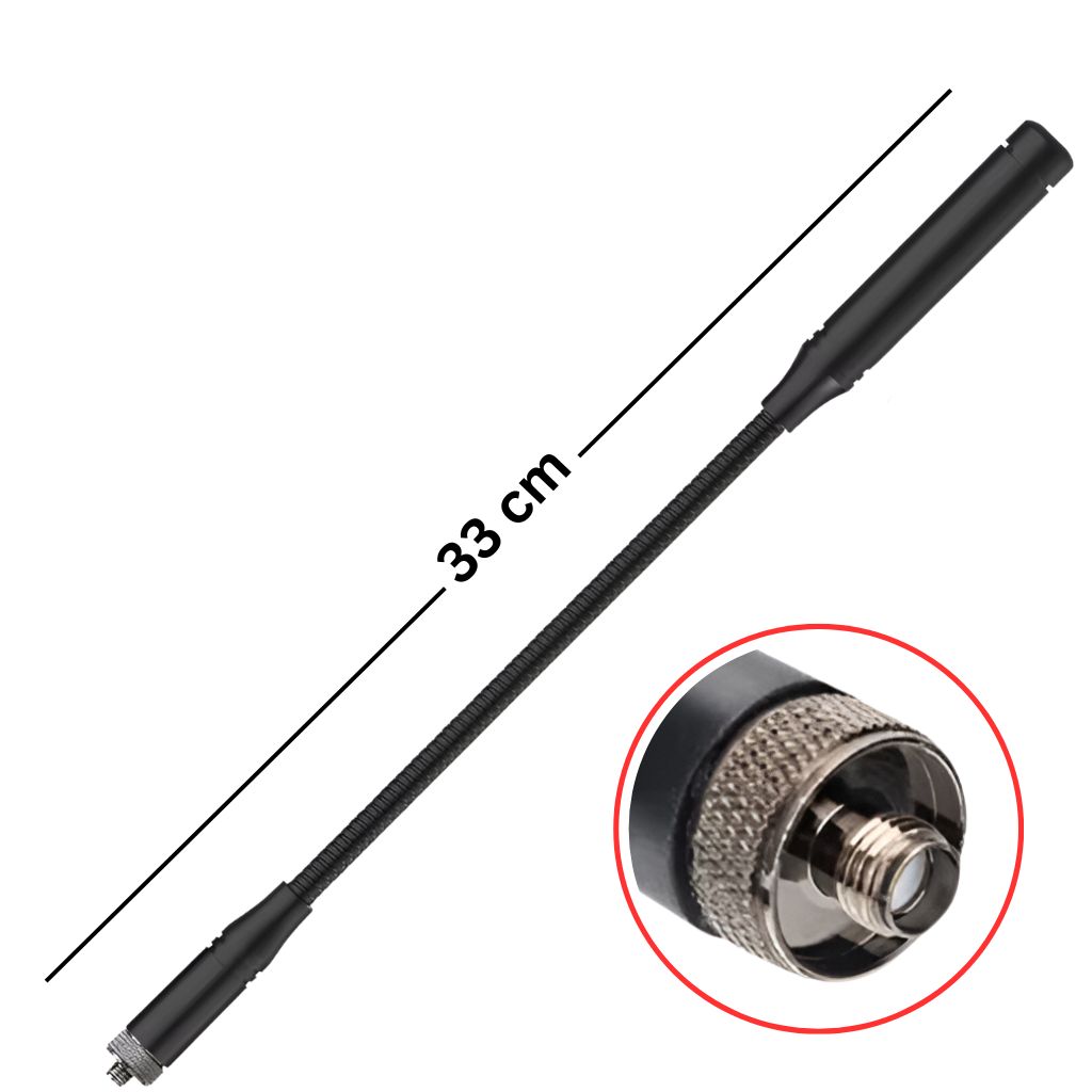 Antena 33 cm ABBREE Táctica Cuello de Cisne SMA-hembra (Female) 144430Mhz VHF y UHF para radios portátiles walkie talkie Baofeng y Quansheng (3)
