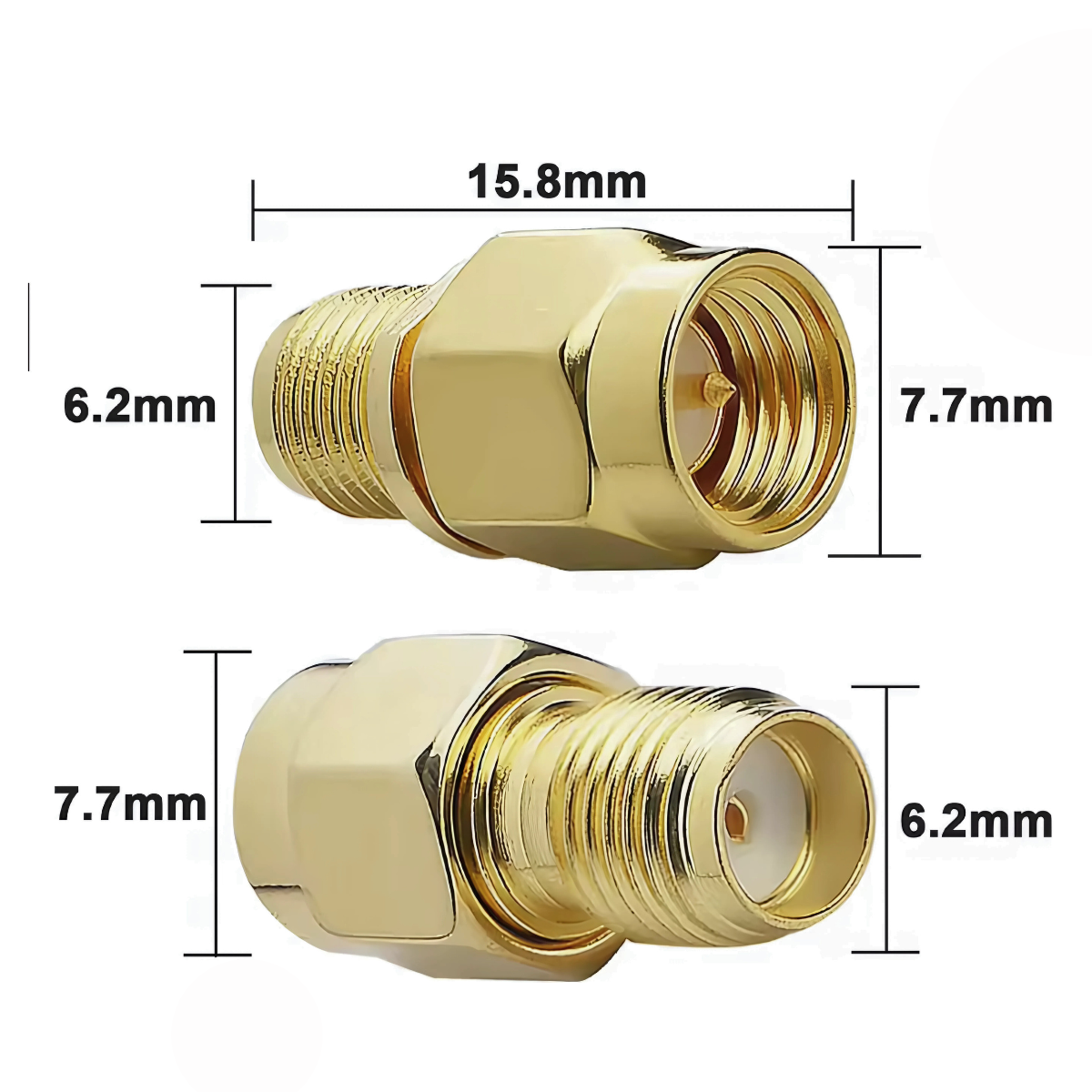 Adaptador SMA macho a RP-SMA hembra -50Ω Adaptador SMA macho a RP-SMA hembra -50Ω