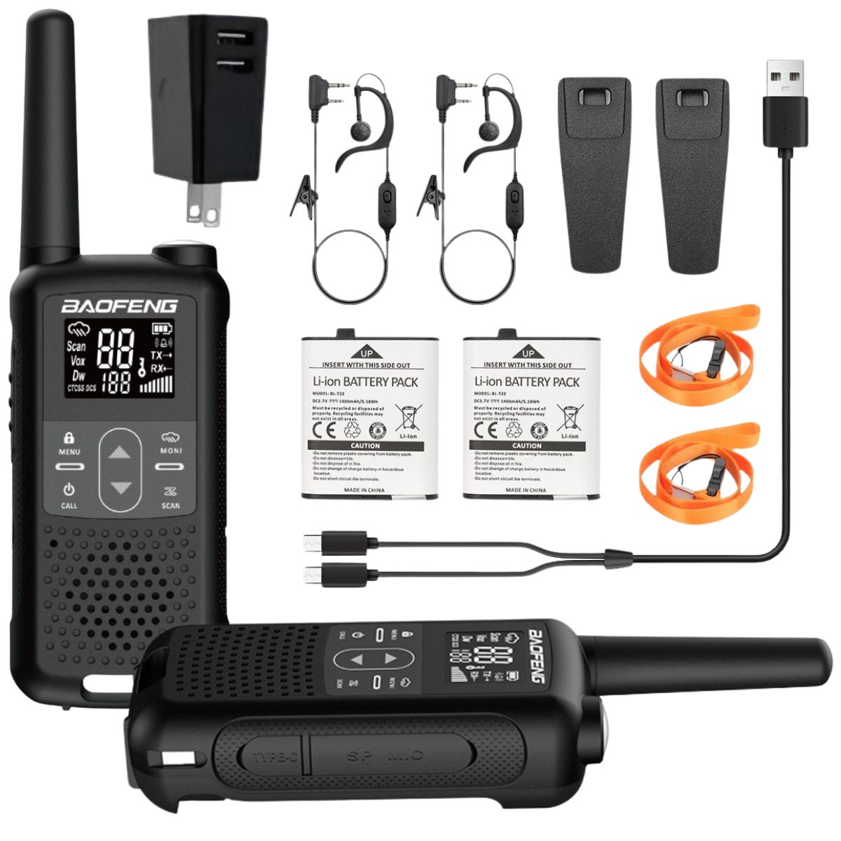 2 uds Baofeng BF-F22 PMR FRS Mini Walkie Talkie 2-5W impermeable 22CH NOAA portátil USB-C (1)