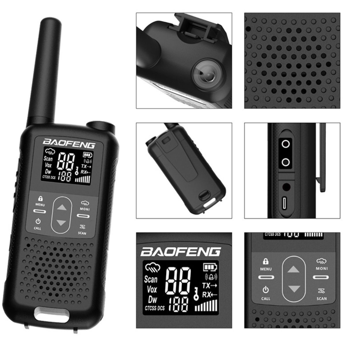 2 uds Baofeng BF-F22 PMR FRS Mini Walkie Talkie 2-5W impermeable 22CH NOAA portátil USB-C (4)