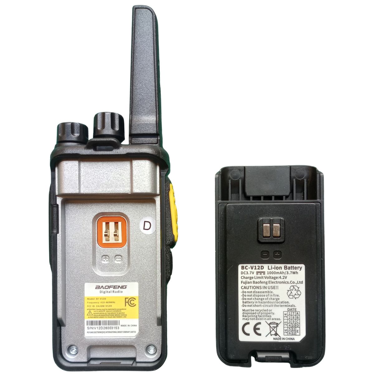 2 uds Baofeng BF-V12D GMSK UHF Walkie Talkie Digital llamada cifrada Radio HD 2s Wireless Copy Frequency Radio USB-C - Image 3