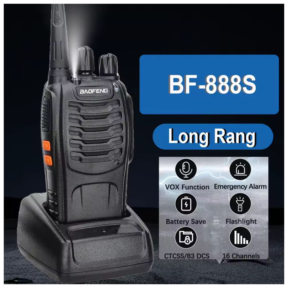 Baofeng BF-888S Pro UHF 16 canales VOX Wireless Copy Frequency USB-C Walkie Talkie (8)