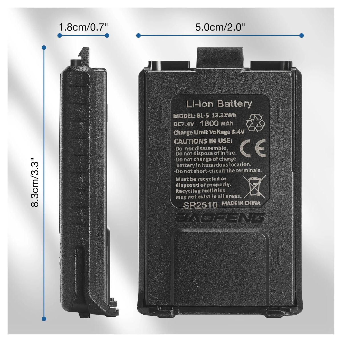 Baofeng Batería BL-5 series USB-C 1800 mAh para UV-5R (4)
