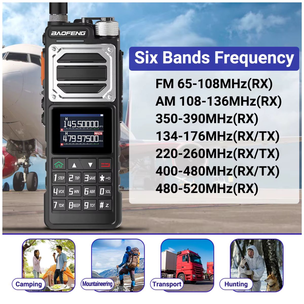 Baofeng UV-25 PRO MAX Walkie Talkie Wireless Copy Frequency NOAA AM FM largo alcance UHF VHF 999CH Ham USB-C (12)
