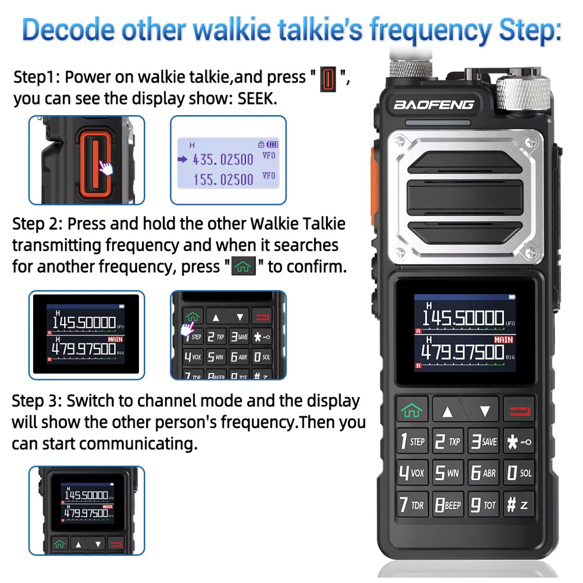 Baofeng UV-25 PRO MAX Walkie Talkie Wireless Copy Frequency NOAA AM FM largo alcance UHF VHF 999CH Ham USB-C (9)
