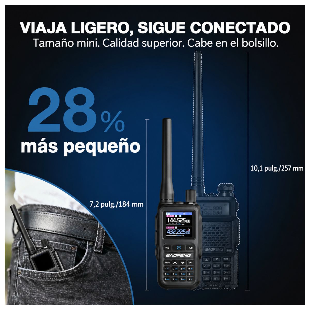 Baofeng UV-5R Mini Walkie Talkie Bluetooth Programming Frequency, Type-C Charger, Dual PTT, AM/FM Band, Portable Camping 2-Way Radio - Image 5
