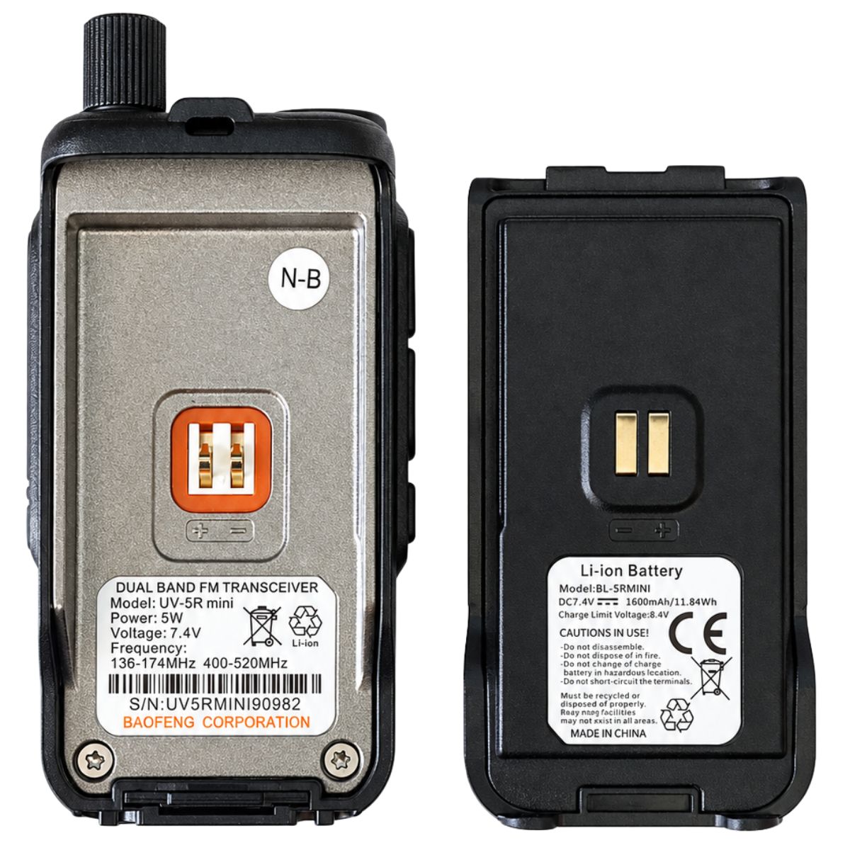 Baofeng UV-5R Mini Walkie Talkie Bluetooth Programming Frequency, Type-C Charger, Dual PTT, AM/FM Band, Portable Camping 2-Way Radio - Image 3