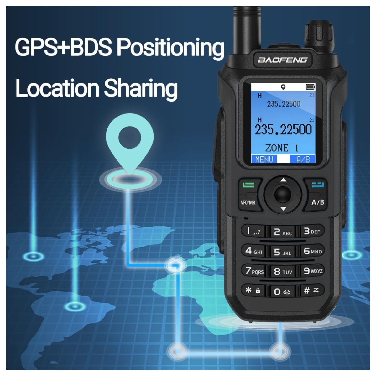 Radio Baofeng UV-21HUV-21 GPS Tribanda 10 W AM Wireless Copy Frequency IP45 USB-C Walkie Talkie (4)