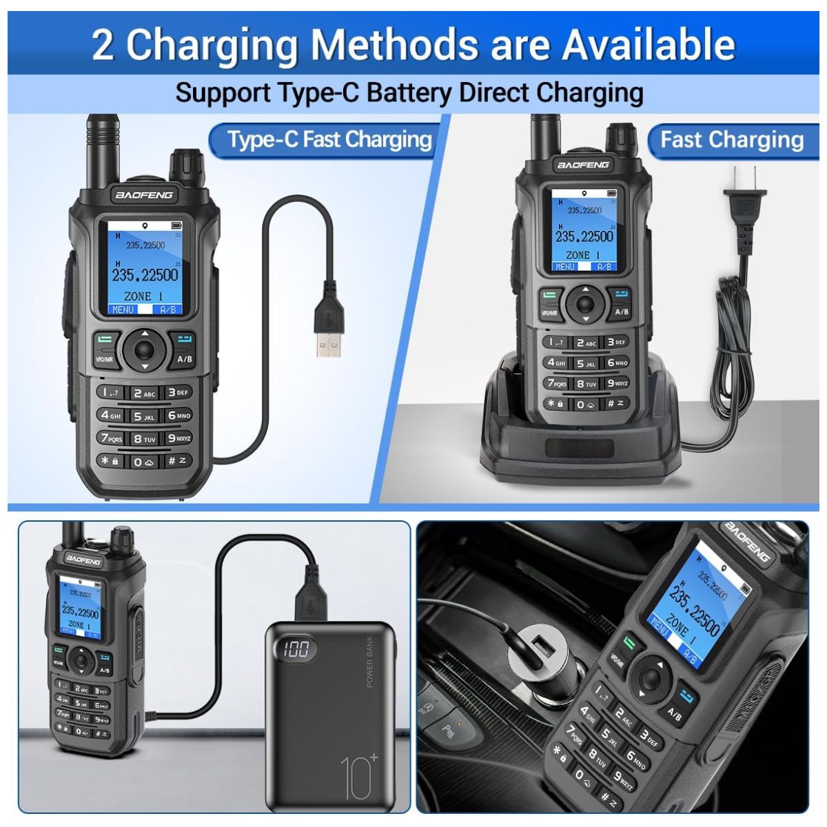 Radio Baofeng UV-21HUV-21 GPS Tribanda 10 W AM Wireless Copy Frequency IP45 USB-C Walkie Talkie (8)