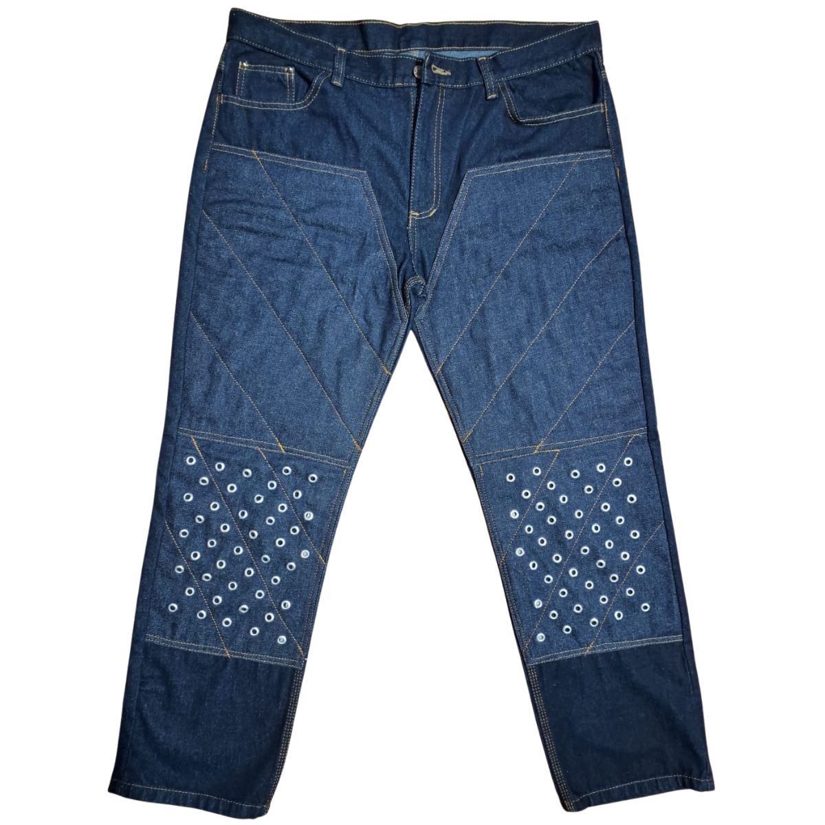 Pantalón jeans de seguridad con taches metálicos doble parche interior
