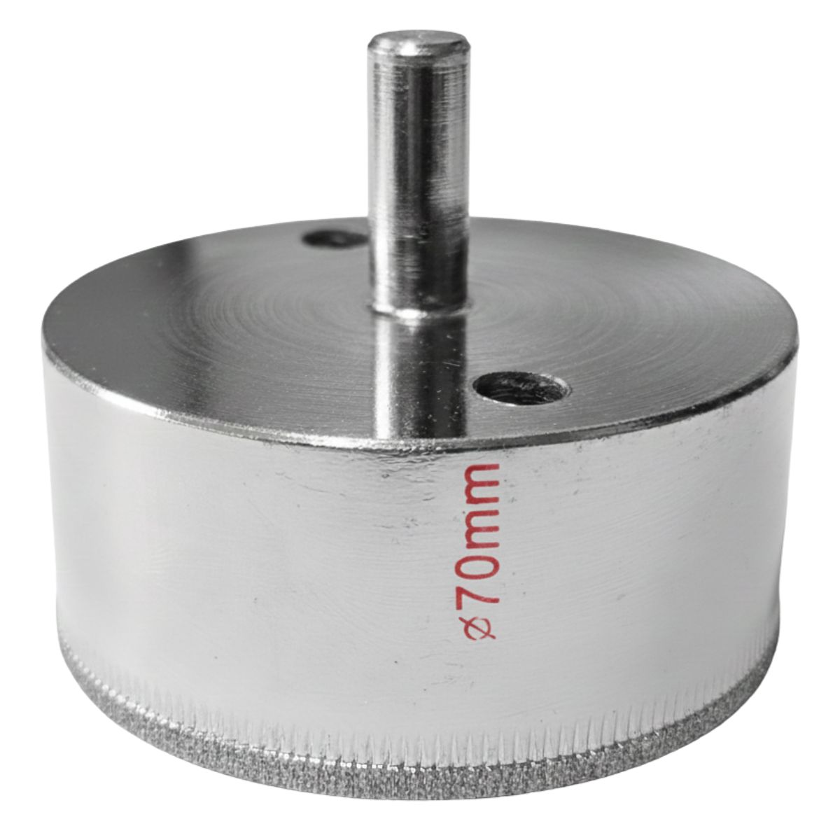 Broca tubular coreana con filo de diamante para perforar vidrio en Ø70 mm Broca tubular coreana con filo de diamante para perforar vidrio en Ø70 mm