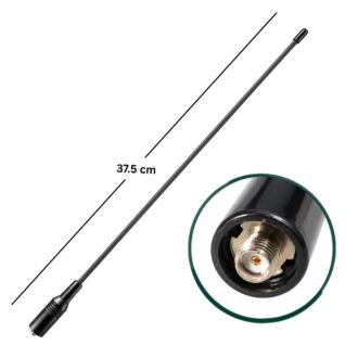 Antena 37.5 cm flexible dual band para radio walkie talkie SMA-F FM / 136-174 / 400-520 MHz