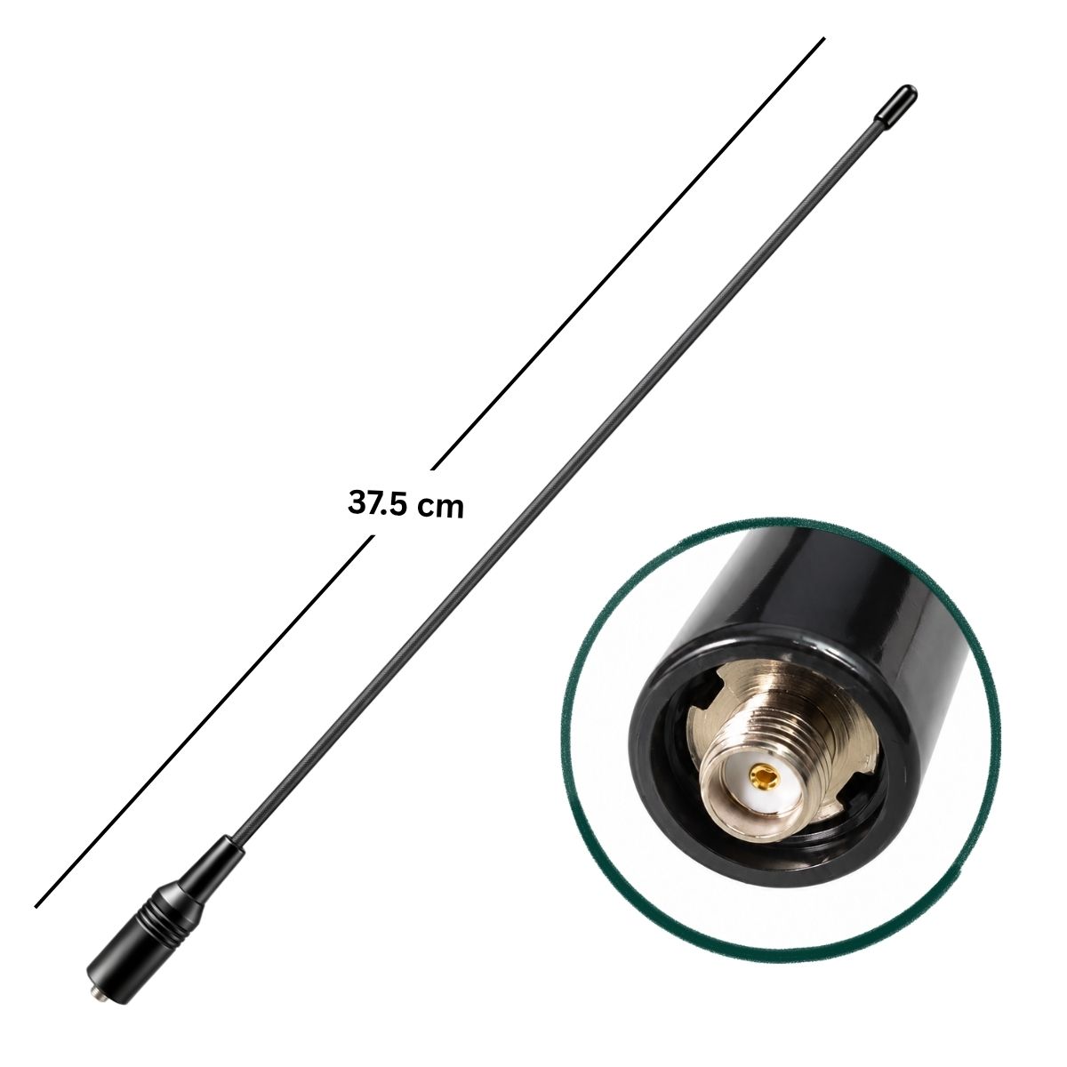 Antena 37.5 cm flexible dual band para radio walkie talkie SMA-F FM / 136-174 / 400-520 MHz